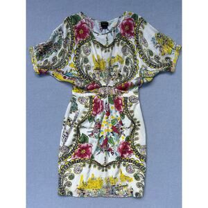 Anthropologie Collette Dinnigan Scenic‎ 100% Silk Dress size 0 EUC floral shift